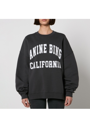 Anine Bing Miles Logo-Appliquéd Organic Cotton-Fleece Sweatshirt - XS