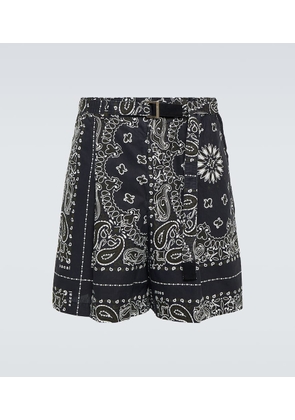 Sacai Bandana cotton poplin shorts