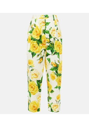 Dolce&Gabbana Floral high-rise cotton cropped pants