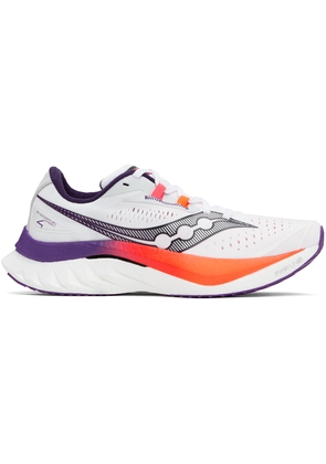 Saucony White & Orange Endorphin Speed 4 Sneakers