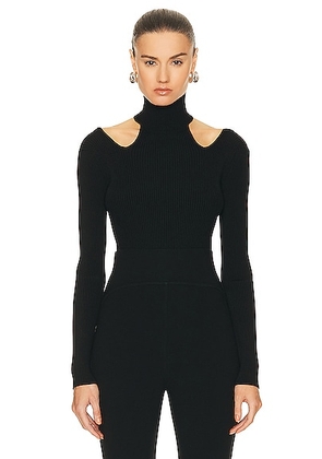 ALAÏA Cut Out Bodysuit Top in Noir ALA?A - Black. Size 38 (also in 34, 40, 42).