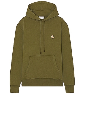 Maison Kitsune Chillax Patch Regular Hoodie in Military Green - Green. Size M (also in XL/1X).