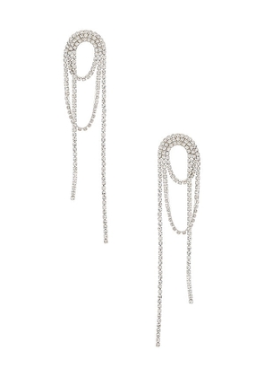Amber Sceats Diamond Dangle Earring in Metallic Silver.