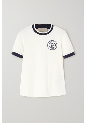Gucci - Embroidered Cotton-jersey T-shirt - White - XS,S,M,L,XL,XXL