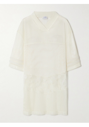 Off-White - Embellished Paneled Mesh, Lace, And Open-knit Top - IT38,IT40,IT42,IT44