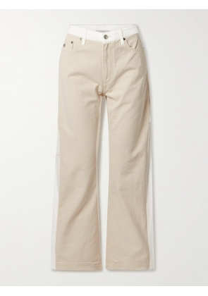 Stella McCartney - + Net Sustain Cropped Two-tone High-rise Wide-leg Organic Jeans - White - 24,25,26,27,28,29,30,31,32