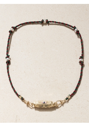 Marie Lichtenberg - Evil Eye Baby Locket 14-karat Gold, Enamel, Sapphire And Pearl Necklace - One size