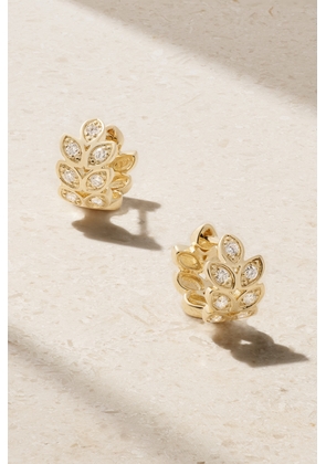 Sydney Evan - Leaf 14-karat Gold Diamond Hoop Earrings - One size