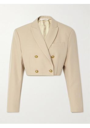 Palm Angels - Double-breasted Cropped Twill Blazer - Neutrals - IT40,IT42