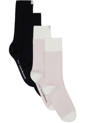 SOCKSSS Two-Pack Pink & Black Ribbed Socks