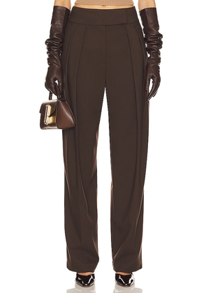 Helsa Crossover Suit Trouser in Chocolate. Size L, S, XS.