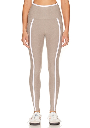 Beyond Yoga Spacedye New Moves High Waisted Midi Legging in Taupe. Size M, S, XL, XS.