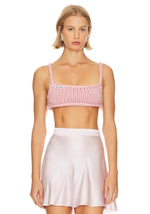Hope Macaulay Block Colossal Knit Bralette in Pink. Size M, XL.