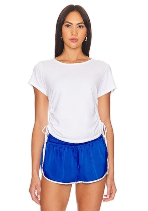 Bobi Ruched Tee in White. Size M, S, XL, XS.
