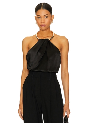 NICHOLAS Oxana Draped Necklace Top in Black. Size 0, 6.