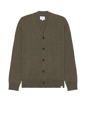 Norse Projects Adam Merino Lambswool Cardigan in Green. Size M, S, XL/1X.