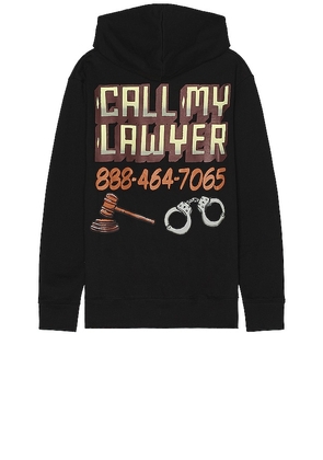 Market Call My Lawyer Sign Hoodie in Black. Size L, XL/1X.