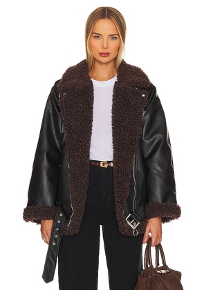 WeWoreWhat Oversized Sherpa Moto Jacket in Black. Size M, S, XS.