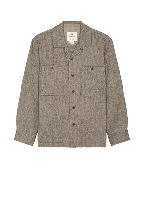 Snow Peak Recycled Wool Field Shirt in Brown. Size L, M, XL/1X.