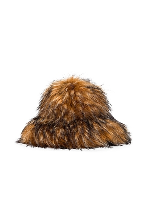 8 Other Reasons Floppy Bucket Faux Fur Hat in Brown.