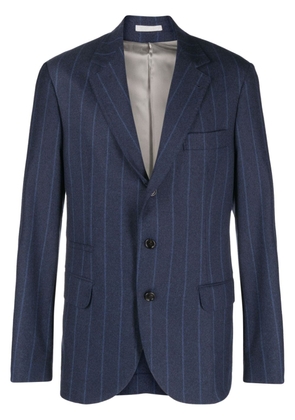 Brunello Cucinelli pinstripe-pattern virgin wool blazer - Blue
