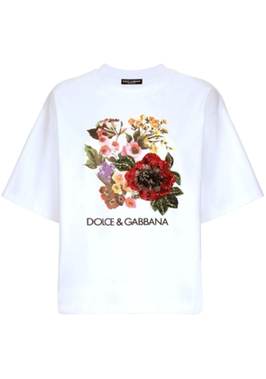 Dolce & Gabbana floral-print cotton-blend T-shirt - White