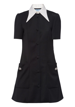 Prada contrasting-collar button-down minidress - Black