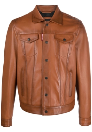 Dsquared2 button-up leather jacket - Brown