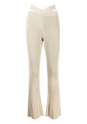 Dion Lee rib-knit flared trousers - Green