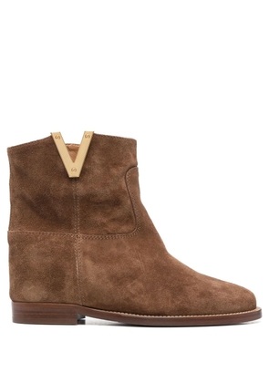 Via Roma 15 logo-plaque leather ankle boots - Brown