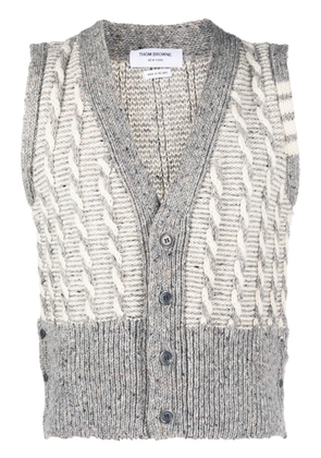 Thom Browne twist detail cable-knit sleeveless cardigan - Grey