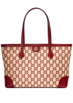 Gucci Ophidia GG straw tote bag - Red