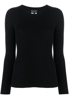 Emporio Armani seamless ribbed-knit jumper - Black