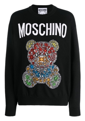 Moschino logo-intarsia wool jumper - Black