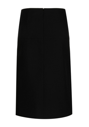 SHUSHU/TONG front-slit crepe midi skirt - Black