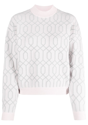 Emporio Armani patterned-jacquard drop-shoulder jumper - Pink