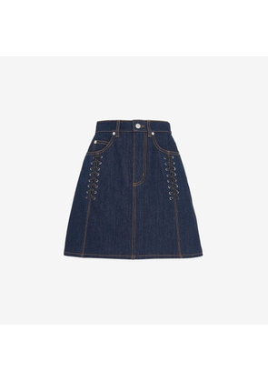 ALEXANDER MCQUEEN - Lace Detail Denim Mini Skirt - Item 790272QMACO4286
