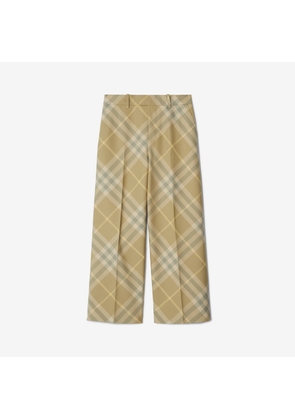 Burberry Cropped Check Wool Tailored Trousers