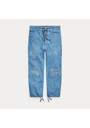 Repaired Cotton-Linen Chambray Trouser