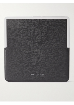 Charles Simon - Logo-Print Full-Grain Leather and Silver-Tone Travel Wallet - Men - Black