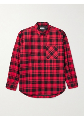 Off-White - Logo-Embroidered Padded Checked Cotton-Flannel Overshirt - Men - Red - S
