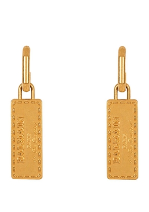 Balmain Gold-Tone Signature Tubular Earrings