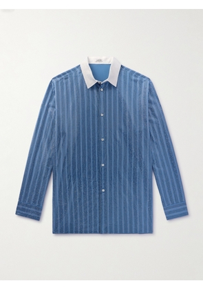 LOEWE - Crystal-Embellished Cotton-Poplin Shirt - Men - Blue - EU 38
