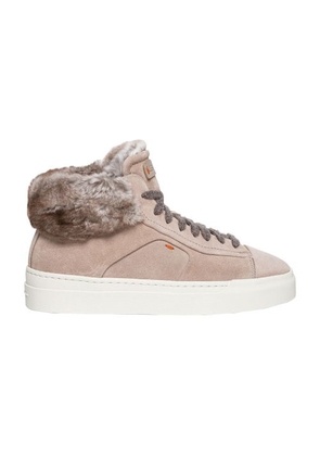 Fur and suede sneakers