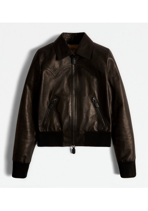 Tod's - Bomber Jacket in Leather, BLACK, 36 - Coat / Trench