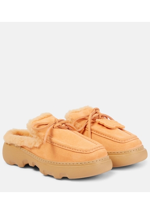 Burberry Stony faux fur-lined suede mules