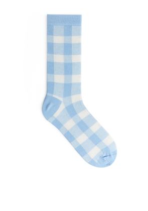 Jacquard-Knitted Socks - Blue