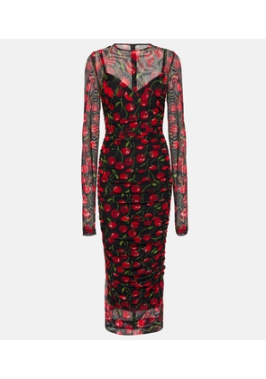 Dolce&Gabbana Cherry printed tulle midi dress