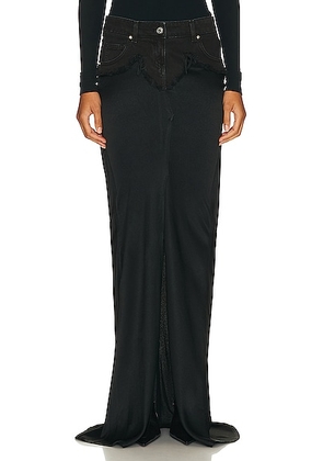 Blumarine Long Denim Skirt in Nero - Black. Size 36 (also in 38, 40).