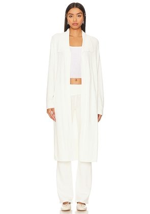 Barefoot Dreams CozyChic Ultra Lite Wide Collar Long Cardi In Pearl in White. Size M, S, XL, XS.